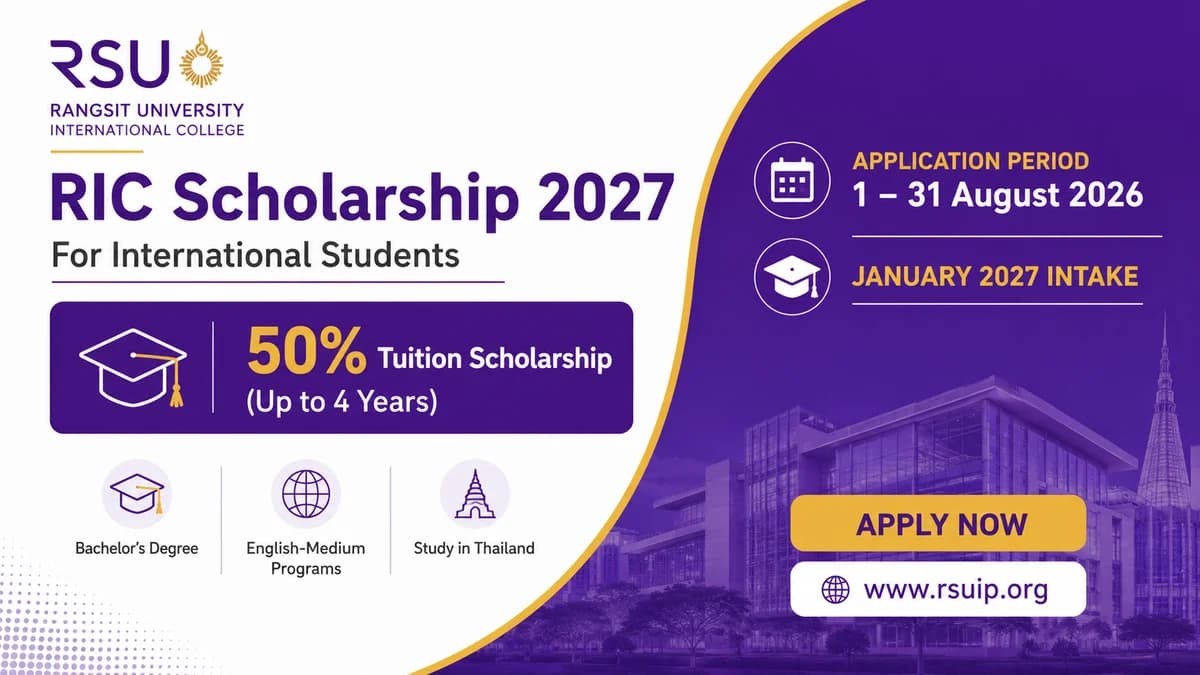 Rangsit University International College (RIC) Scholarship 2027 – မြန်မာကျောင်းသားများအတွက် ၅၀% ပညာသင်ဆုအခွင့်အရေး